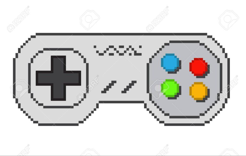 a pixelated image of a retro video game controller