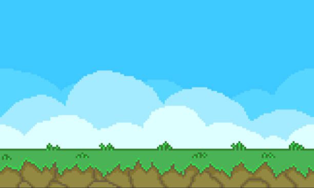 a pixelated image showing animation techniques for elements like water and grass to add life to pixel art backgrounds