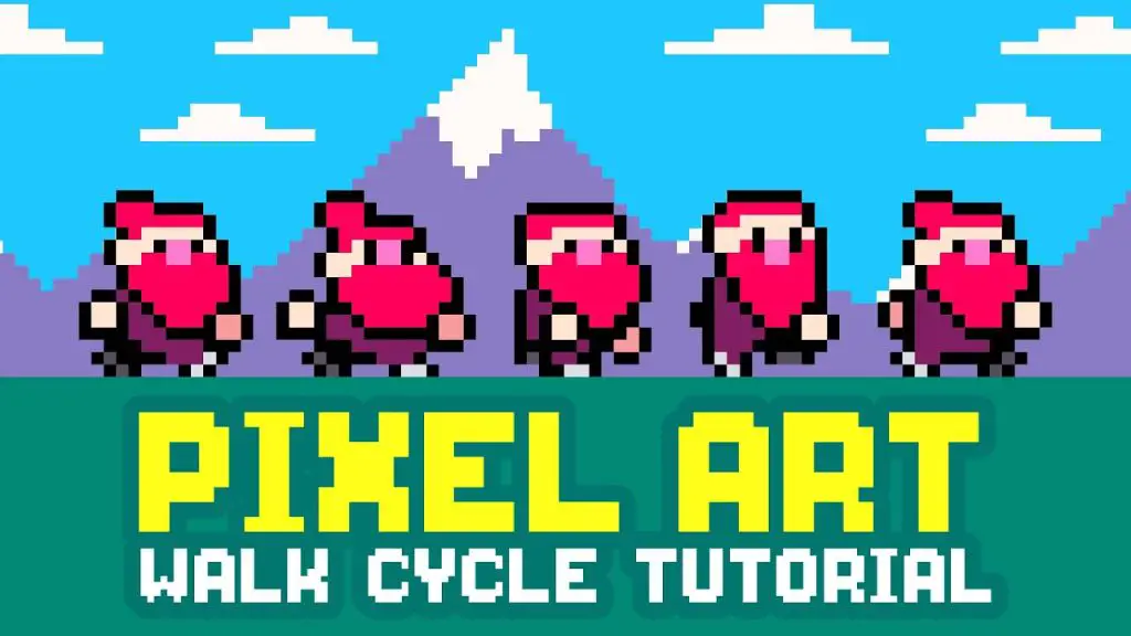 example of an animated pixel art character walking cycle