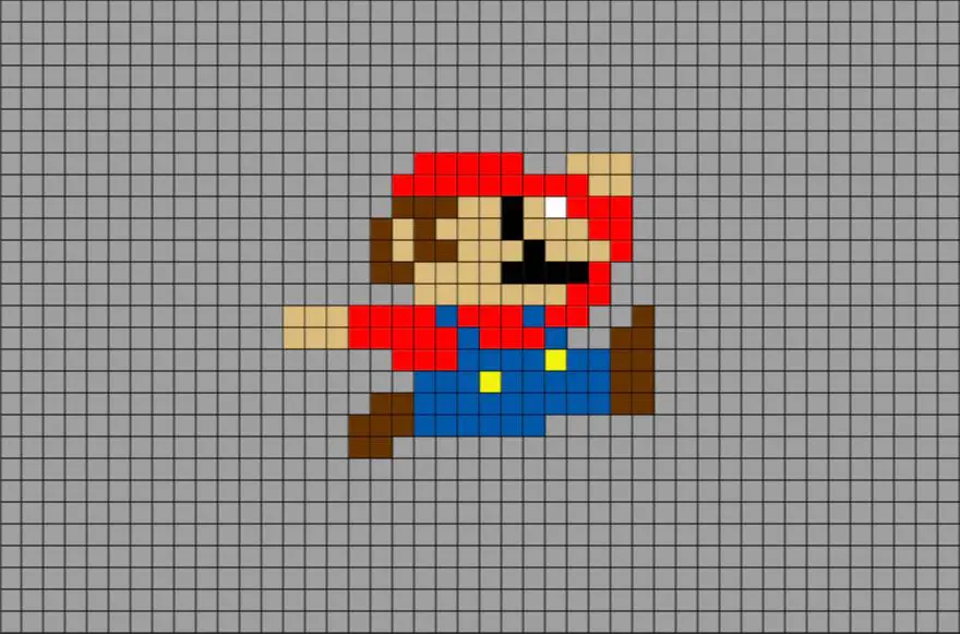 pixel art animation of mario jumping from the classic super mario bros game