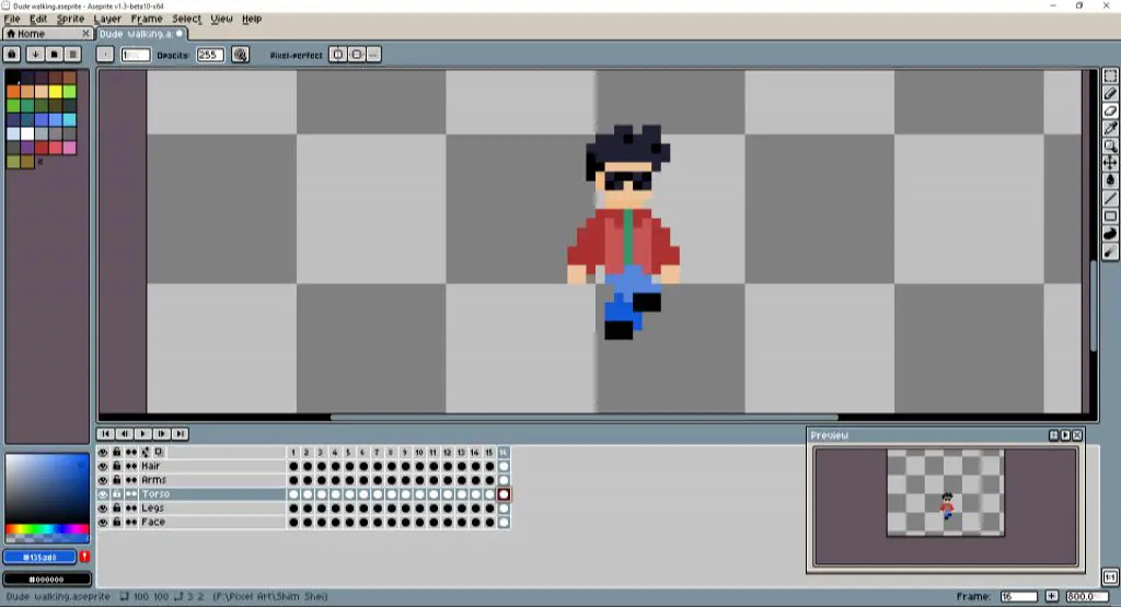 pixel art animation using carefully planned frames to create smooth motions