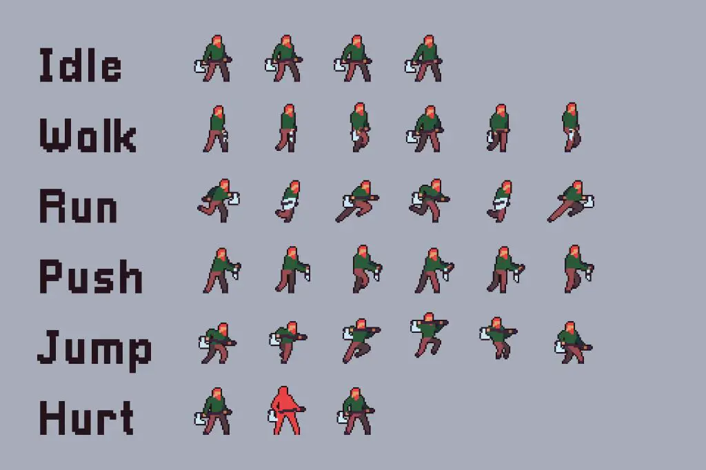 pixel art spritesheets allow characters and elements to be efficiently animated in retro video games